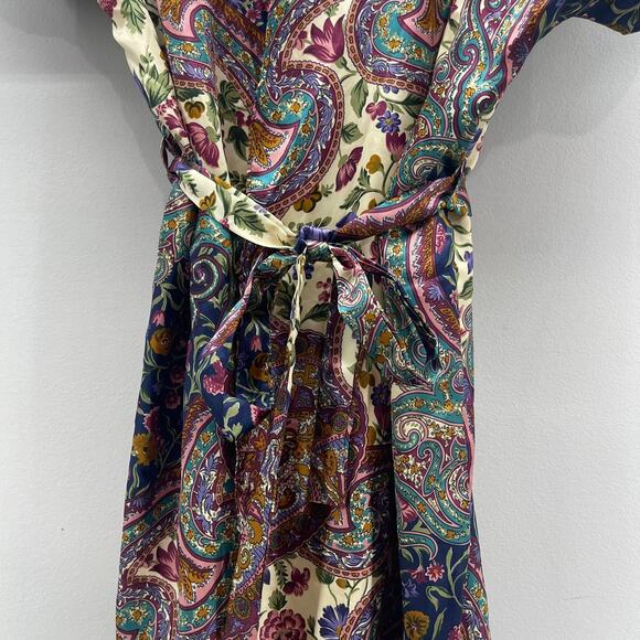 Vintage Sleep Solutions Kimono Robe Womens Medium Multi Floral Print‎ Tie Waist - Picture 3 of 8